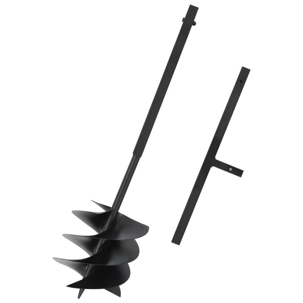 vidaXL Jordborr med handtag 250 mm stål svart