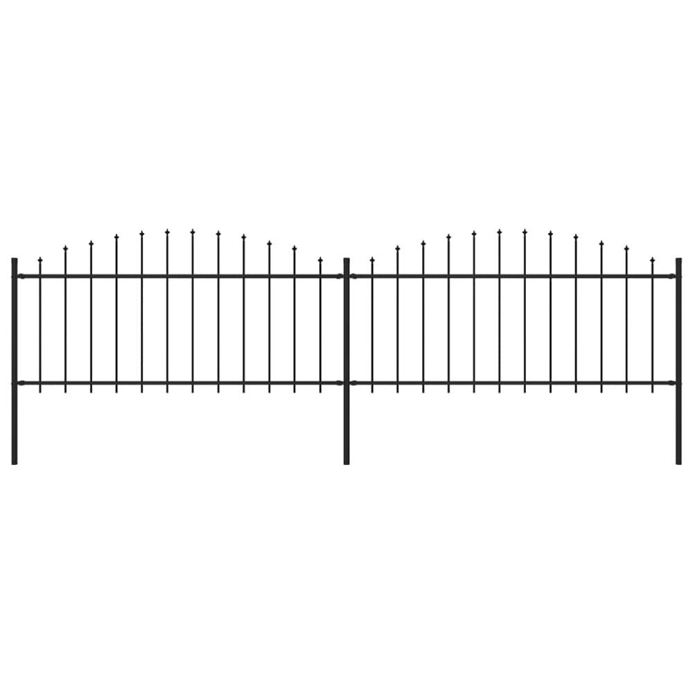 vidaXL Trädgårdsstaket med spjuttopp stål (0,5-0,75)x3,4 m svart