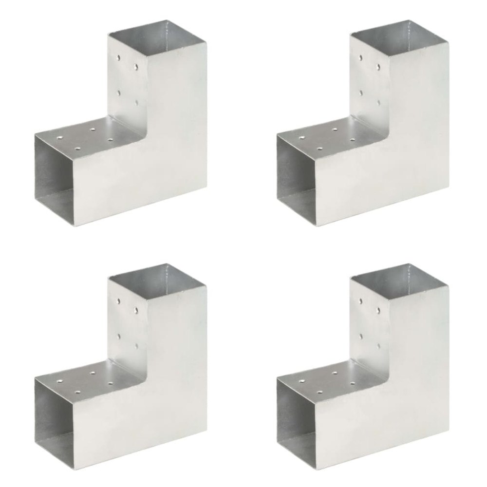 vidaXL Stolpbeslag 4 st L-form galvaniserad metall 81x81 mm