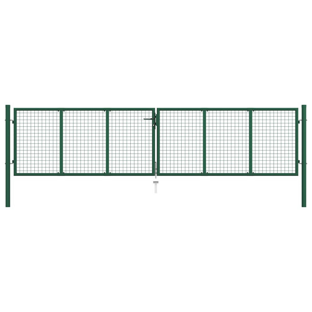 vidaXL Trädgårdsgrind i stål 400x100 cm grön