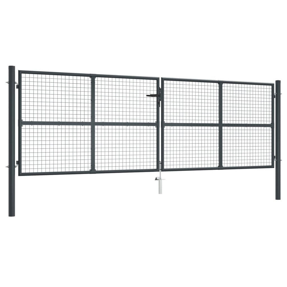 vidaXL Trädgårdsgrind i nät galvaniserat stål 400x125 cm grå