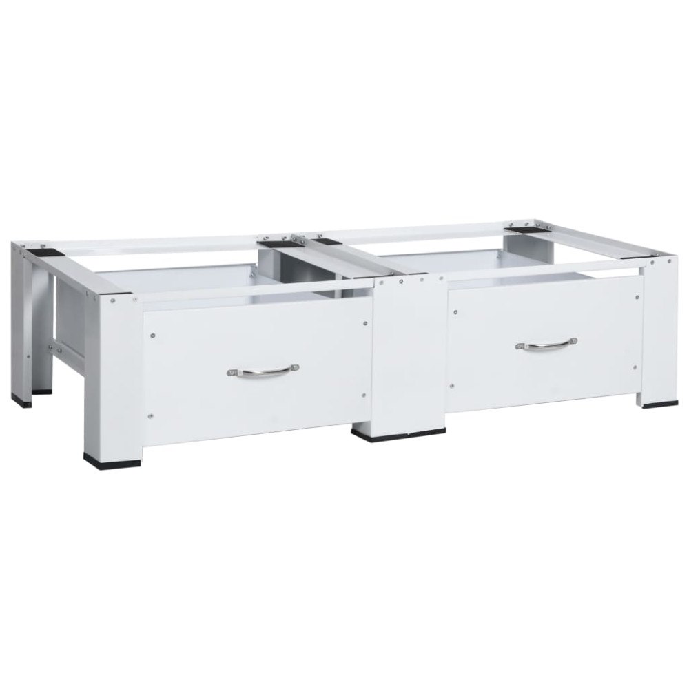 vidaXL Dubbel förhöjningssockel för tvättmaskin torktumlare lådor vit