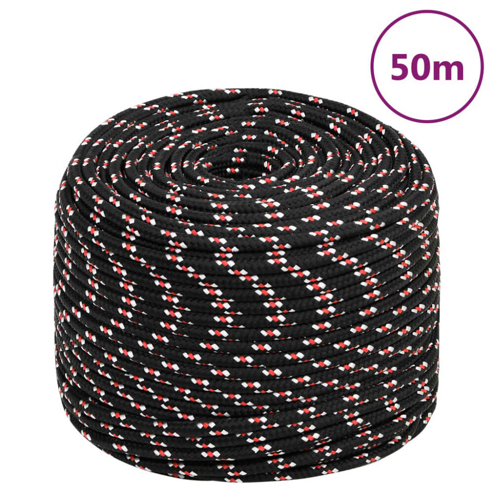 vidaXL Båtlina svart 6 mm 50 m polypropen