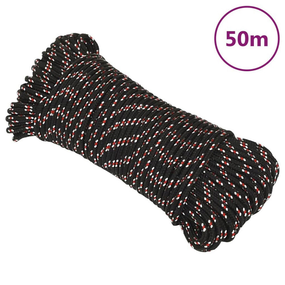 vidaXL Båtlina svart 3 mm 50 m polypropen