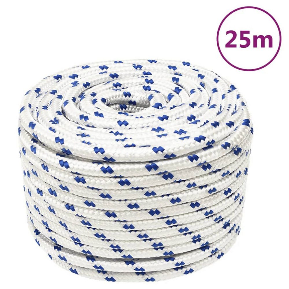 vidaXL Båtlina vit 12 mm 25 m polypropylen
