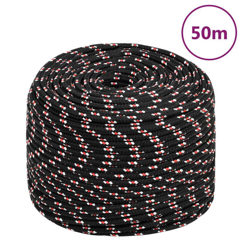 vidaXL Båtlina svart 8 mm 50 m polypropen