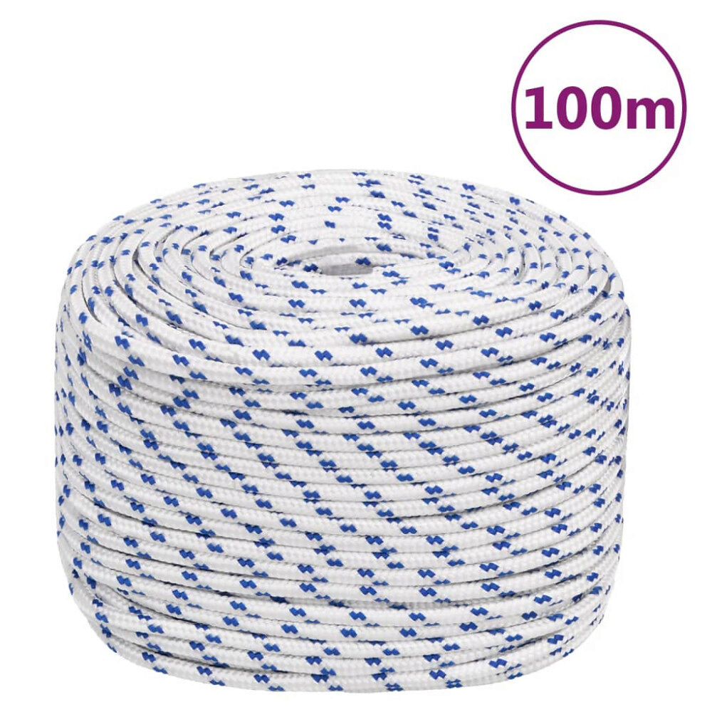 vidaXL Båtlina vit 10 mm 100 m polypropylen