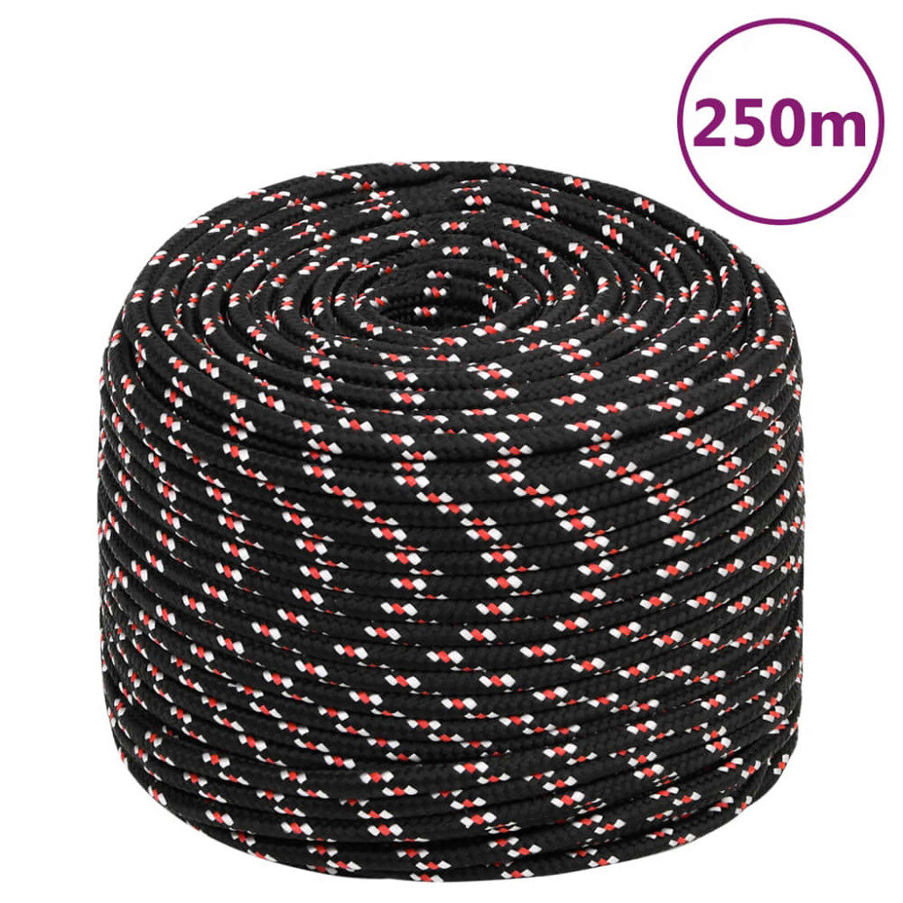 vidaXL Båtlina svart 6 mm 250 m polypropylen