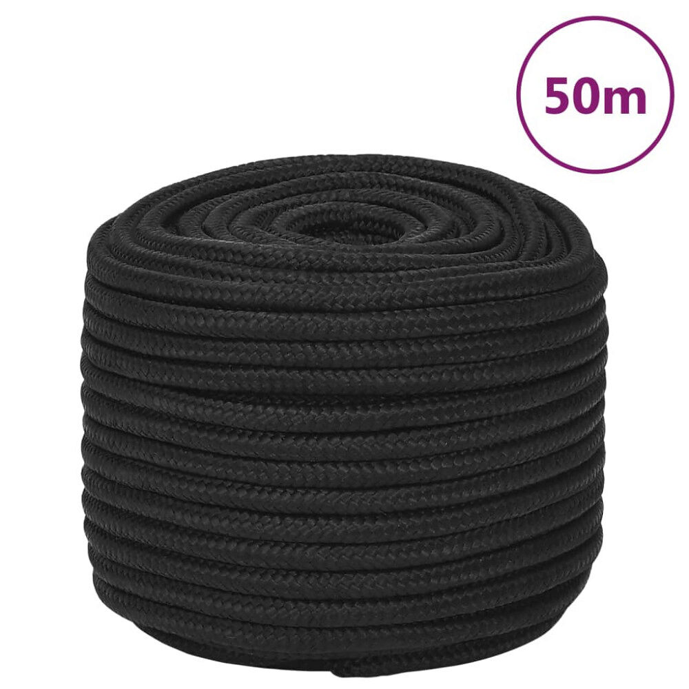 vidaXL Båtlina helsvart 14 mm 50 m polypropylen