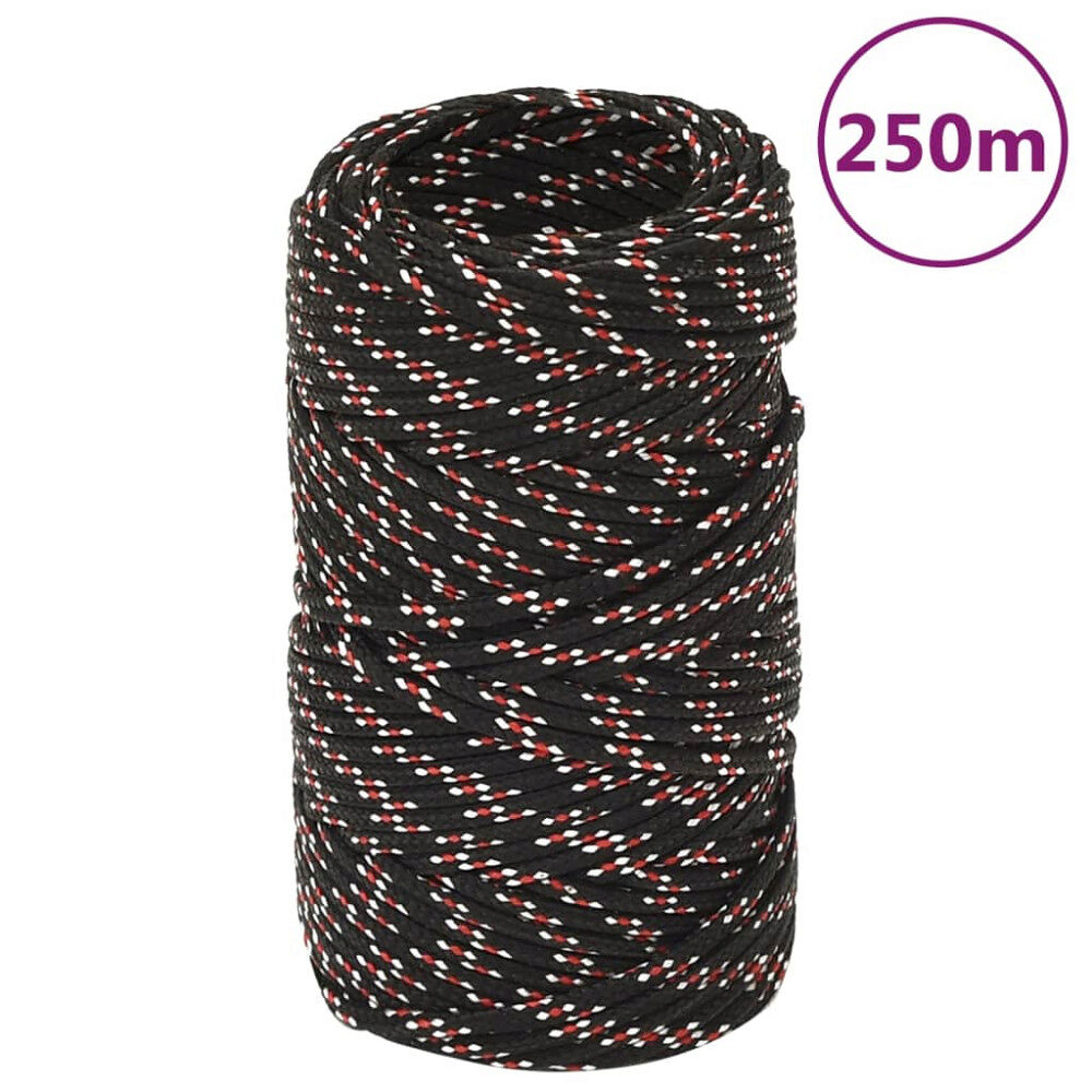 vidaXL Båtlina svart 2 mm 250 m polypropen