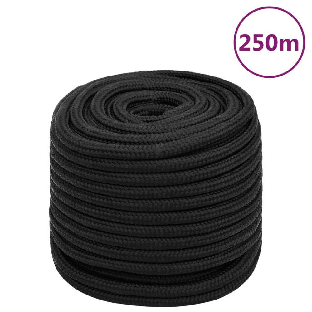 vidaXL Båtlina helsvart 16 mm 250 m polypropen