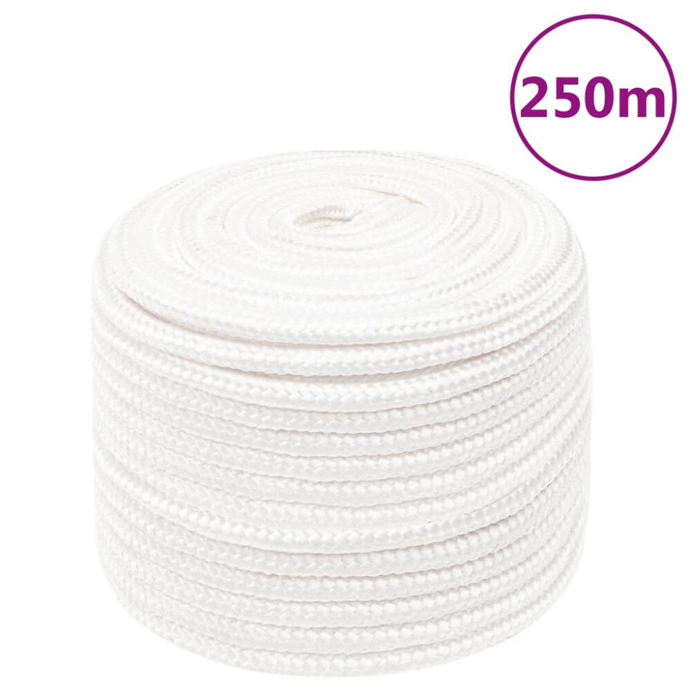 vidaXL Båtlina helvit 12 mm 250 m polypropylen