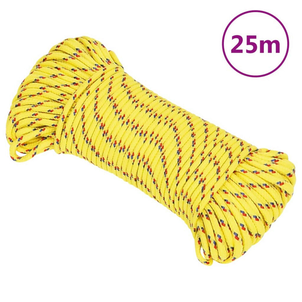 vidaXL Båtlina gul 4 mm 25 m polypropen