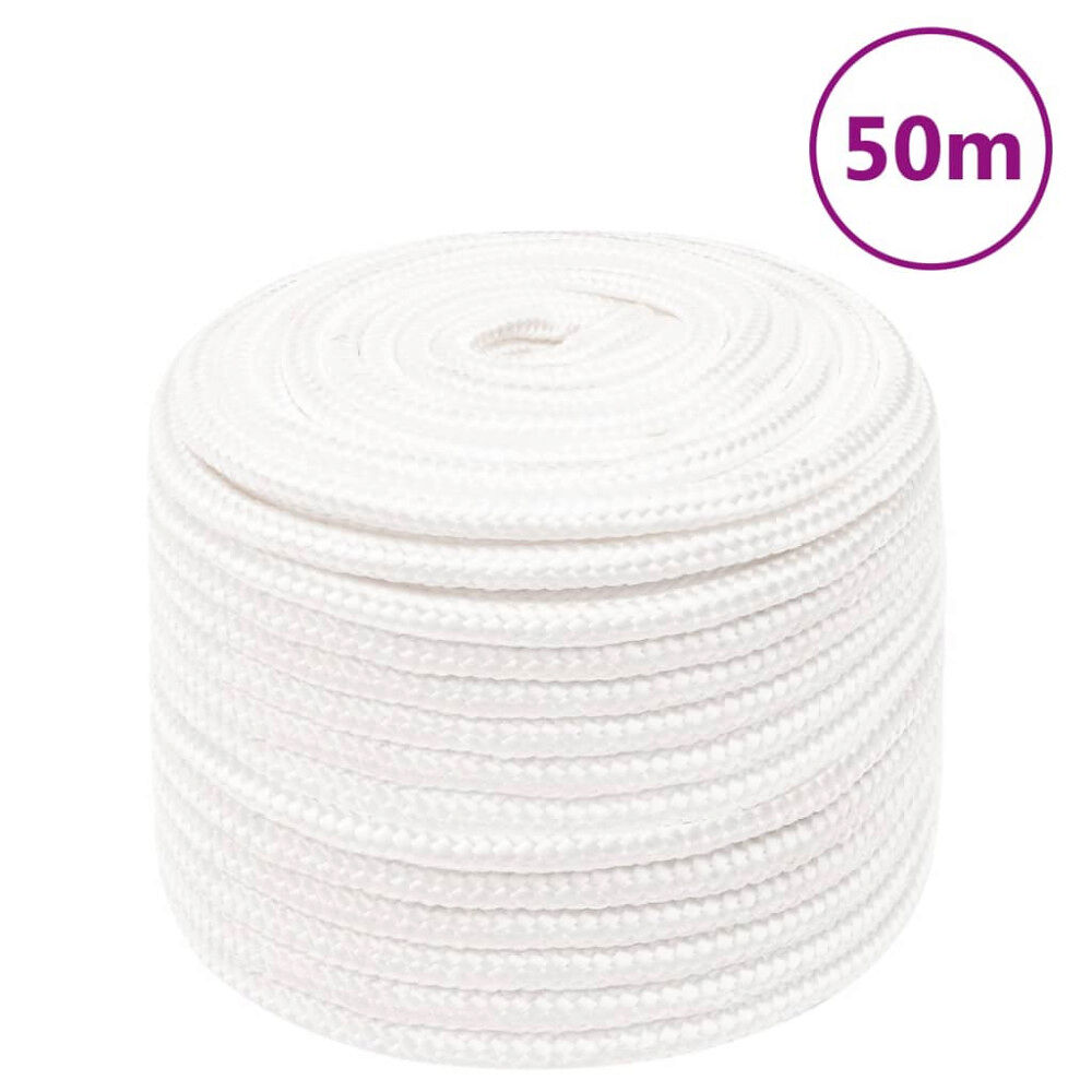 vidaXL Båtlina helvit 14 mm 50 m polypropylen