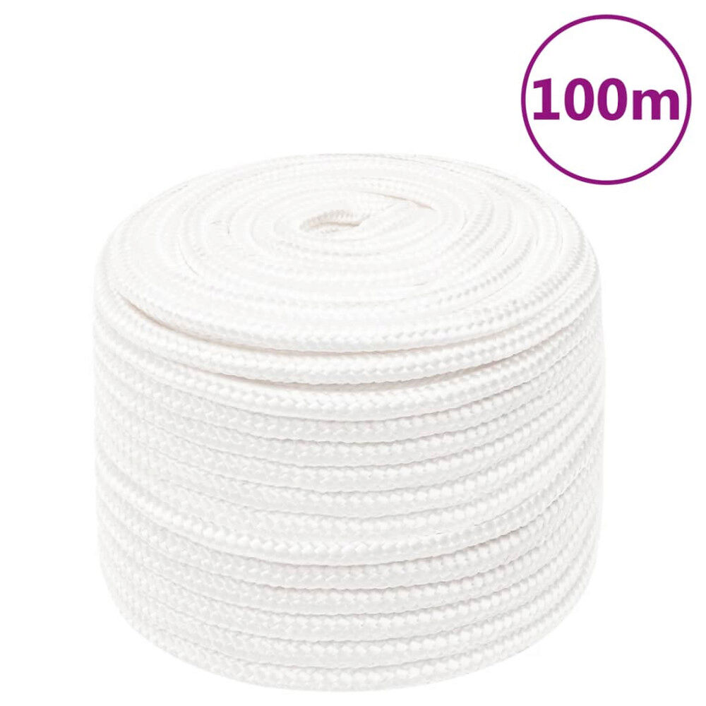 vidaXL Båtlina helvit 14 mm 100 m polypropylen