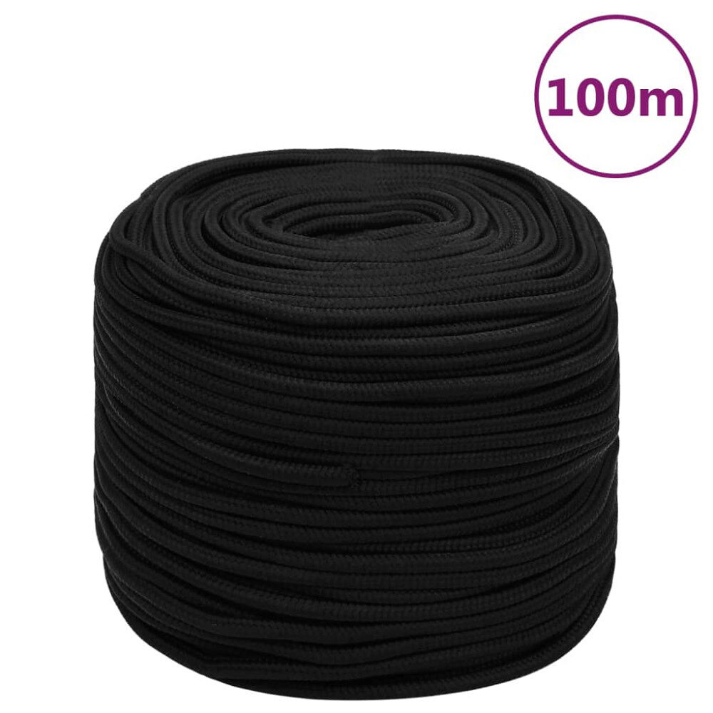 vidaXL Rep svart 8 mm 100 m polyester