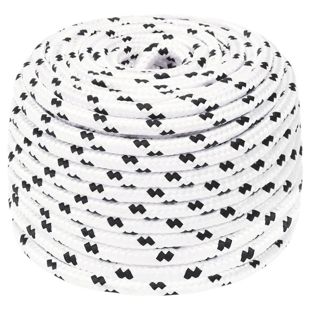 vidaXL Båtlina flätad vit 8 mm x 25 m polyester