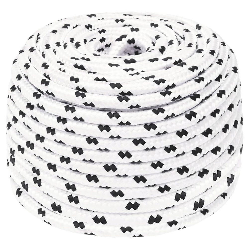 vidaXL Båtlina flätad vit 6 mm x 25 m polyester