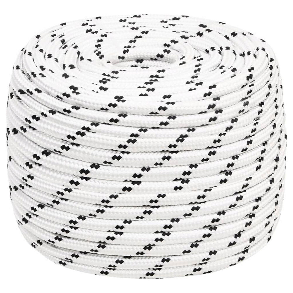 vidaXL Båtlina flätad vit 12 mm x 100 m polyester