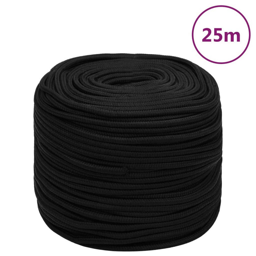 vidaXL Rep svart 6 mm 25 m polyester