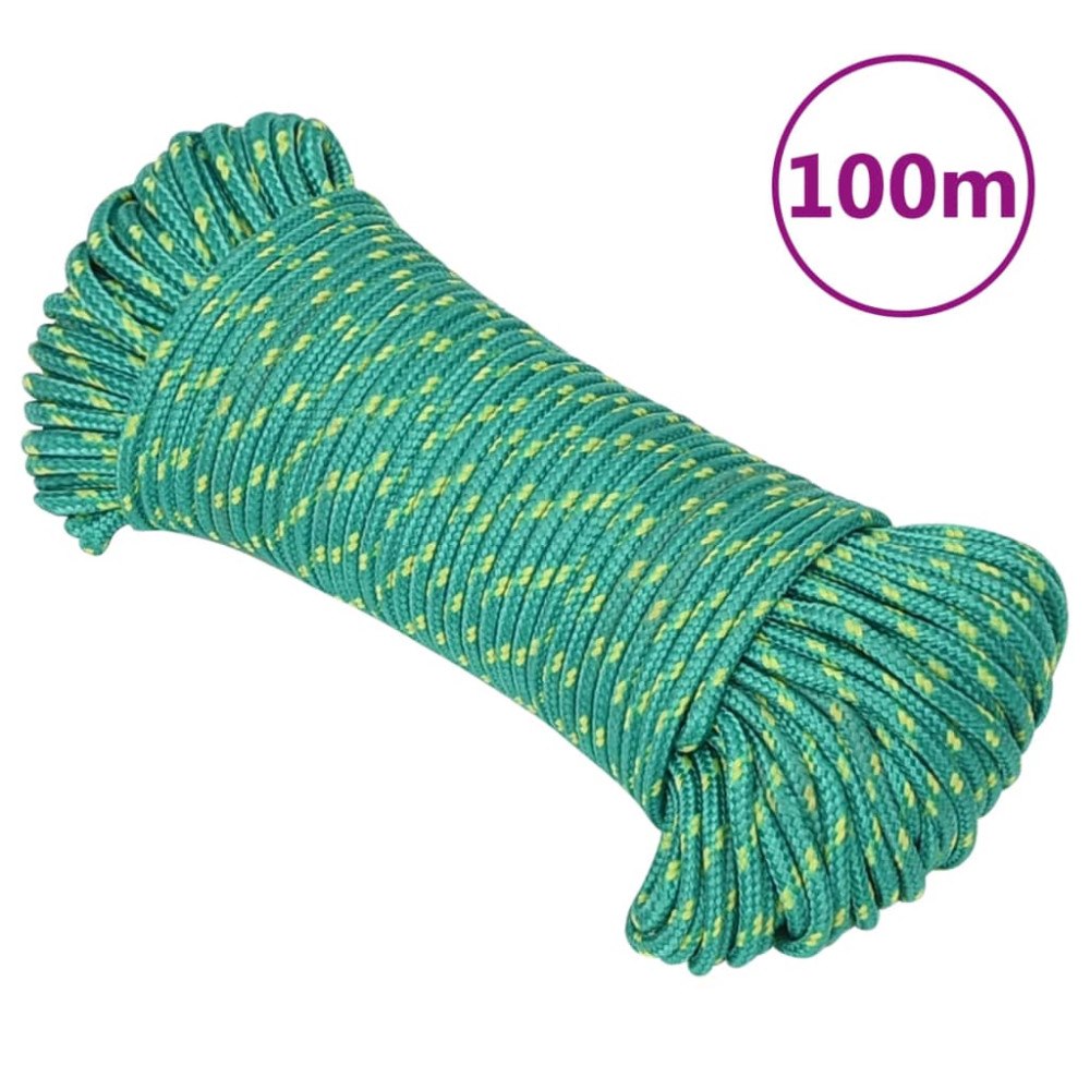 vidaXL Båtlina grön 3 mm 100 m polypropen