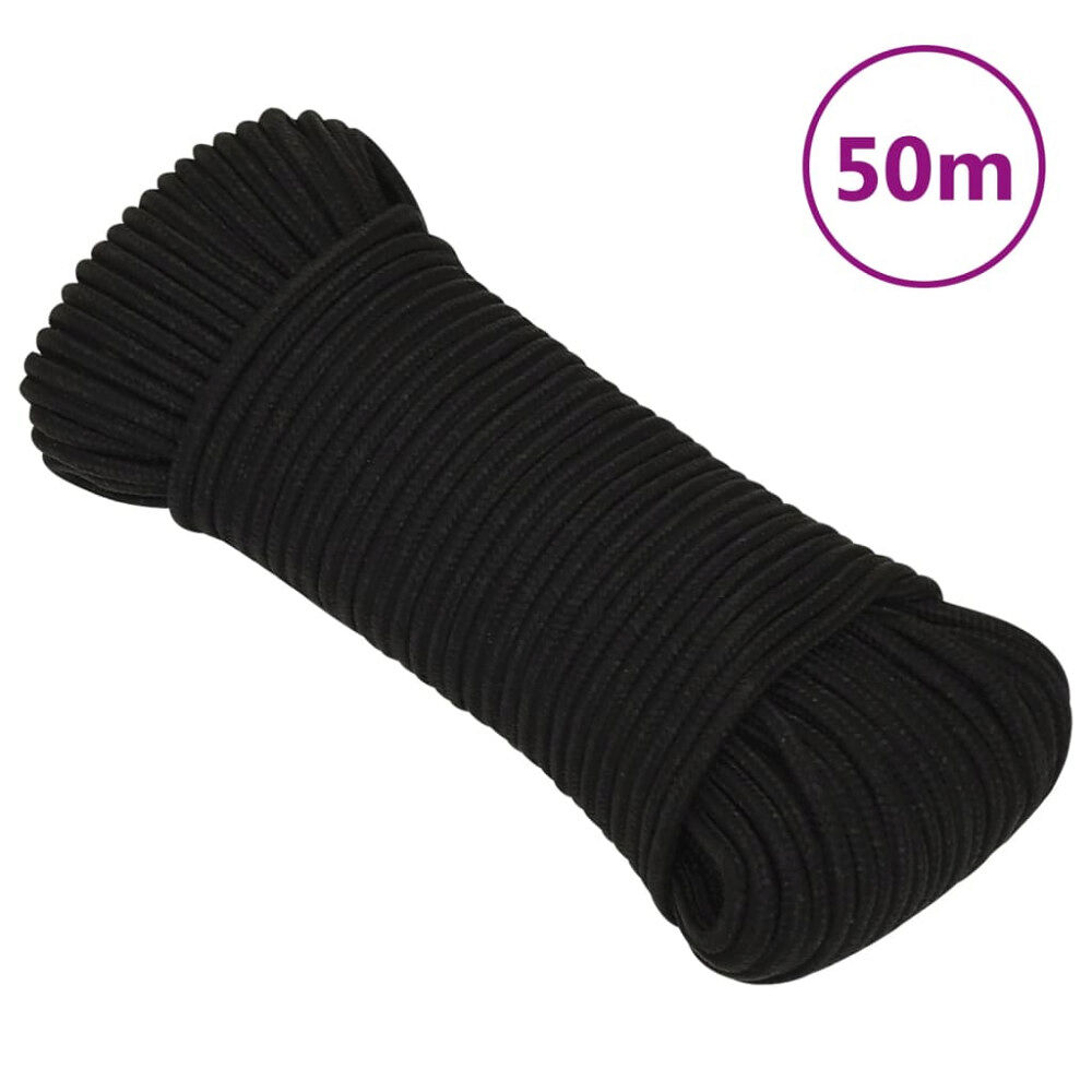 vidaXL Rep svart 4 mm 50 m polyester