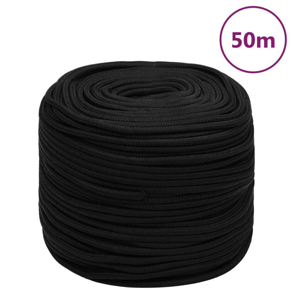 vidaXL Rep svart 8 mm 50 m polyester