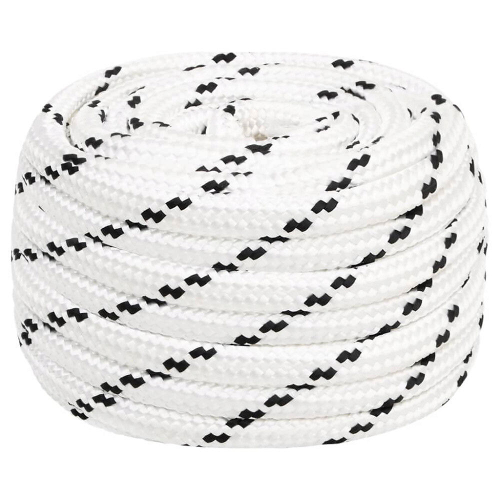 vidaXL Båtlina flätad vit 18 mm x 25 m polyester
