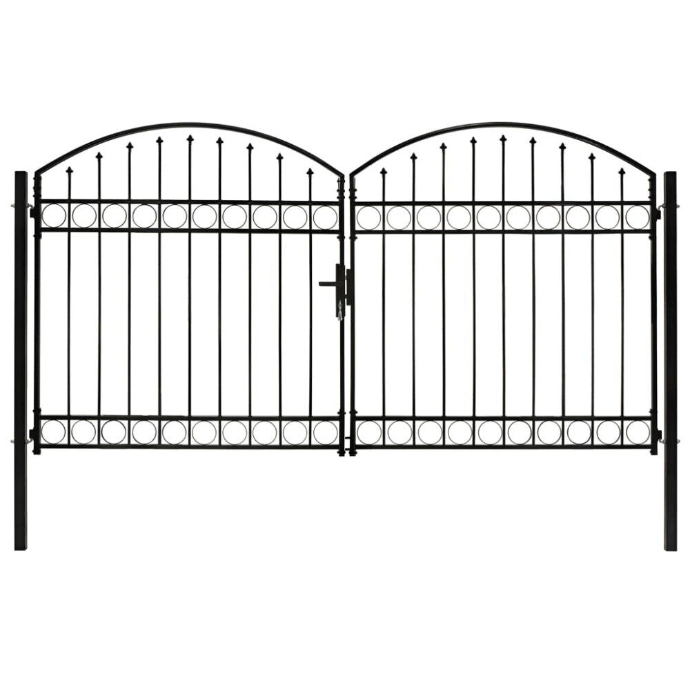 vidaXL Staketgrind ASSEN dubbeldörr med välvd topp stål 300x175 cm