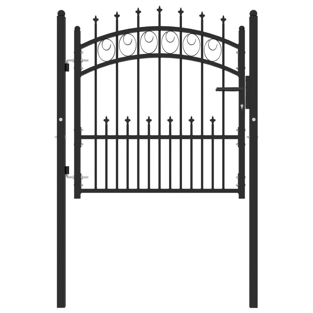vidaXL Staketgrind EMMEN med spikar stål 104x87 cm svart