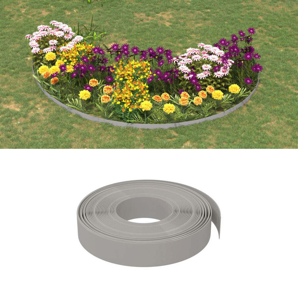 vidaXL Rabattkant grå 10 m 10 cm polyeten