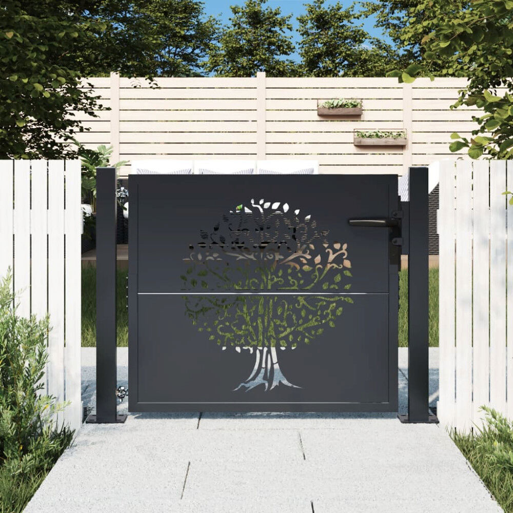 vidaXL Trädgårdsgrind antracit 100x75 cm stålträddesign