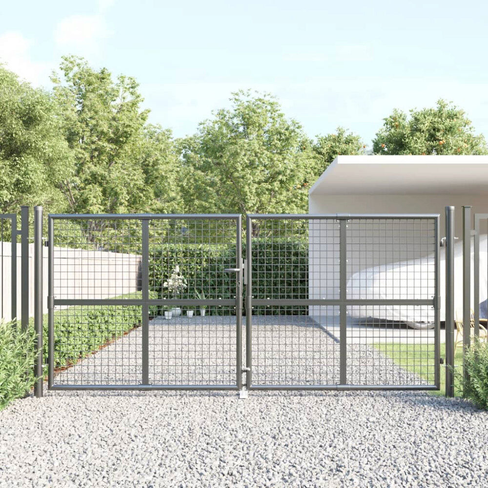 vidaXL Trädgårdsgrind i nät antracit 300x125 cm galvaniserat stål
