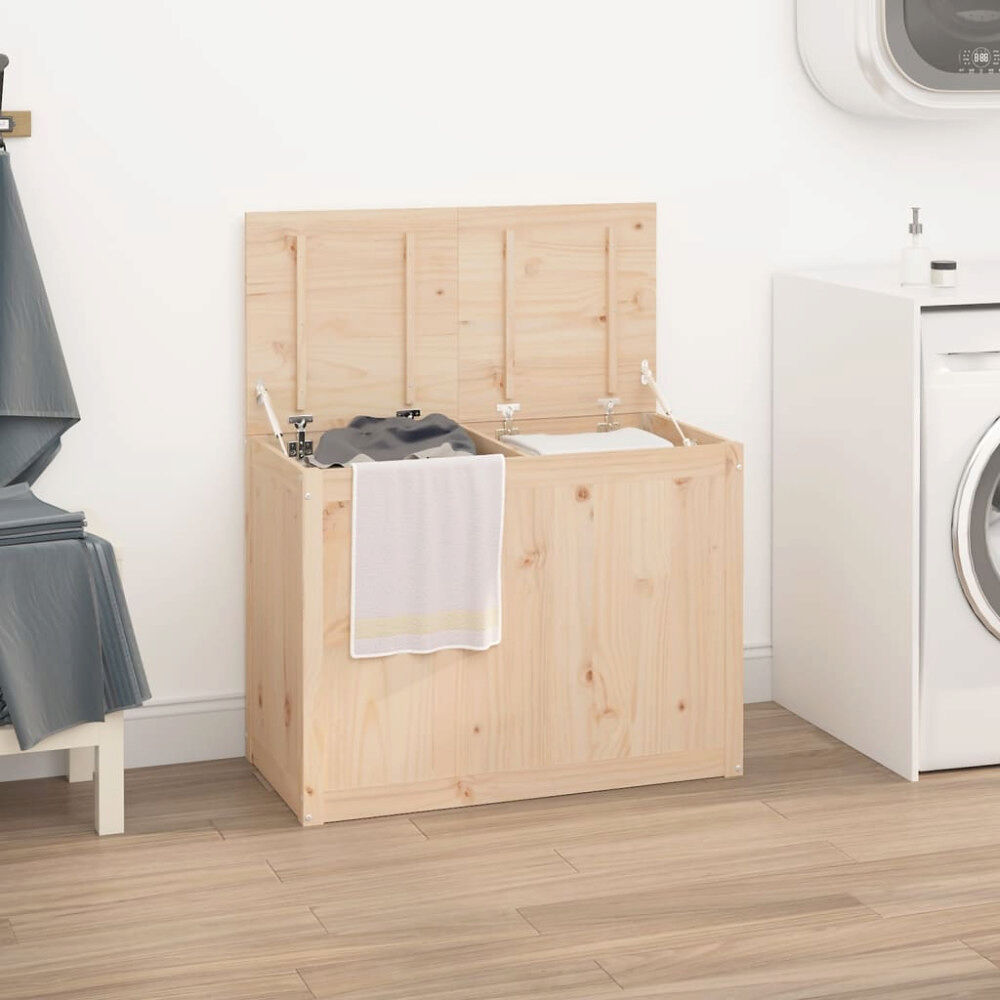 vidaXL Tvättkorg 88,5x44x66 cm massiv furu