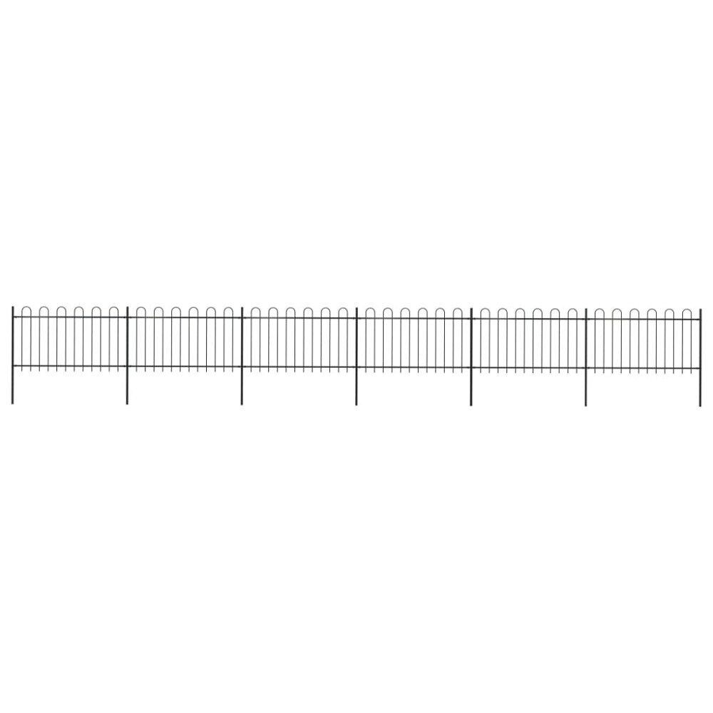 vidaXL Trädgårdsstaket med bågeöverdel stål 1005x100 cm svart