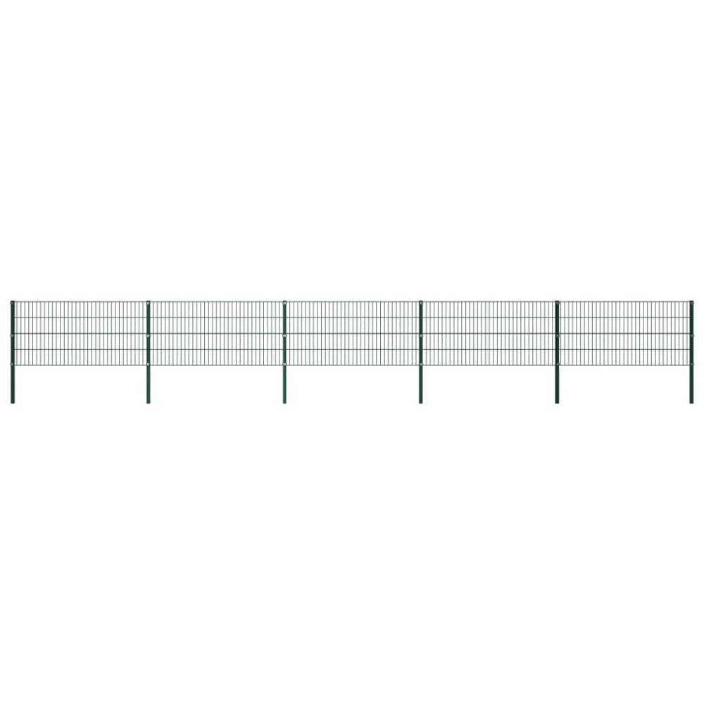 vidaXL Stängselpanel med stolpar järn 8,5x0,8 m grön
