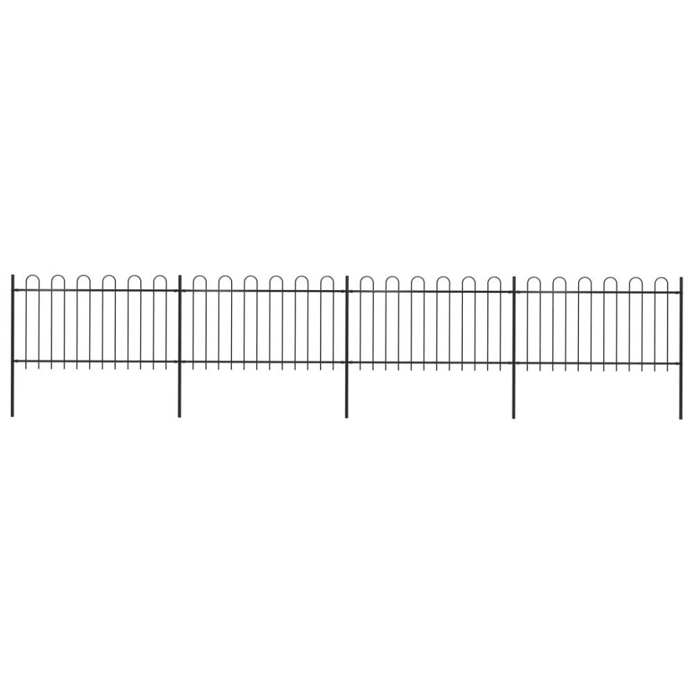 vidaXL Trädgårdsstaket med bågeöverdel stål 671x100 cm svart