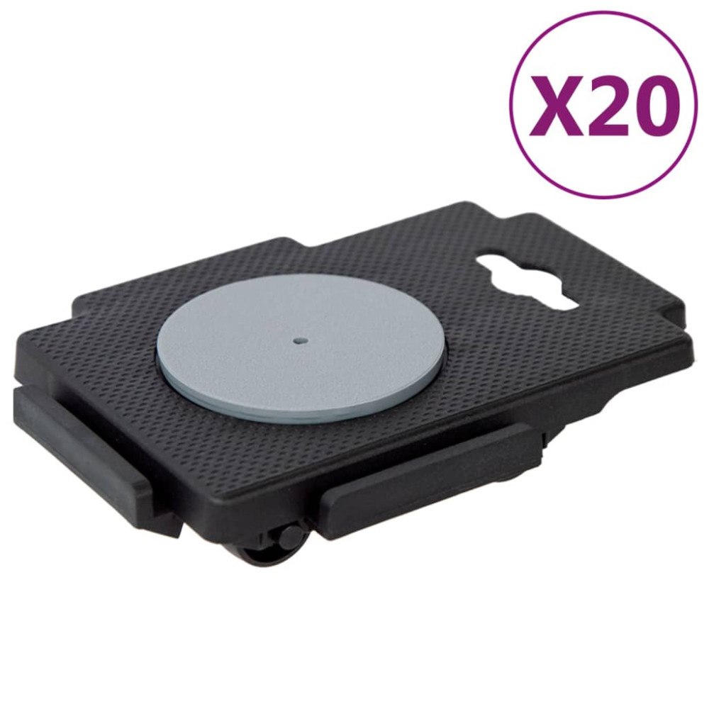 vidaXL Transportplattor med 8 hjul 20 st svart polypropen 150 kg