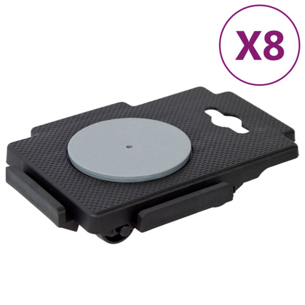 vidaXL Transportplattor med 8 hjul 8 st svart polypropen 150 kg