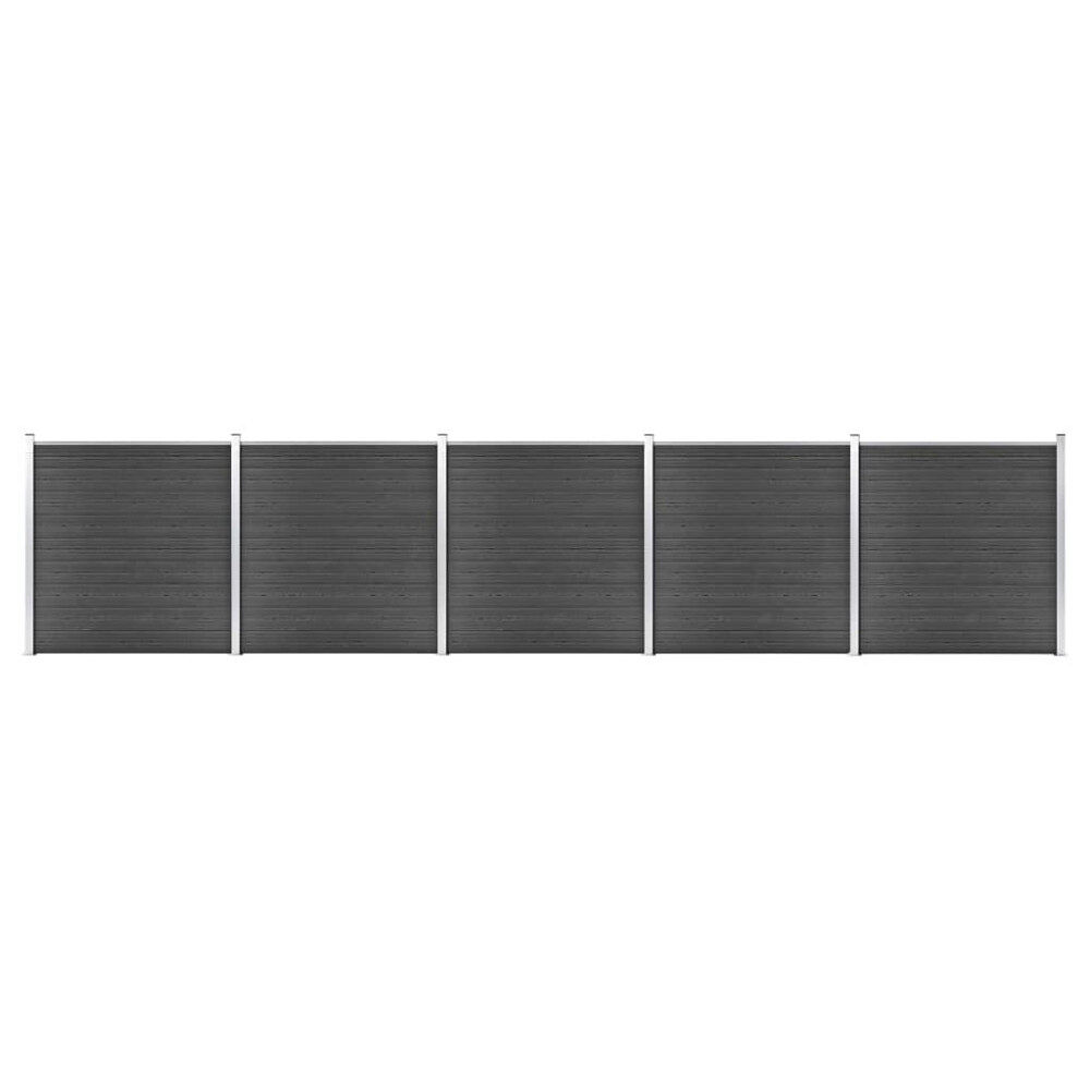 vidaXL Staketpanel WPC 872x186 cm svart
