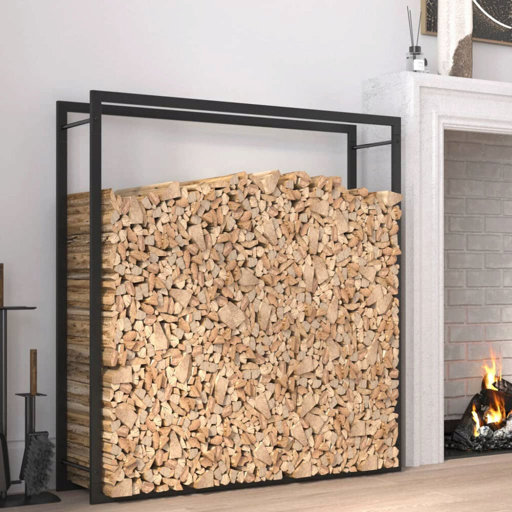 vidaXL Vedställ matt svart 110x28x116 cm stål