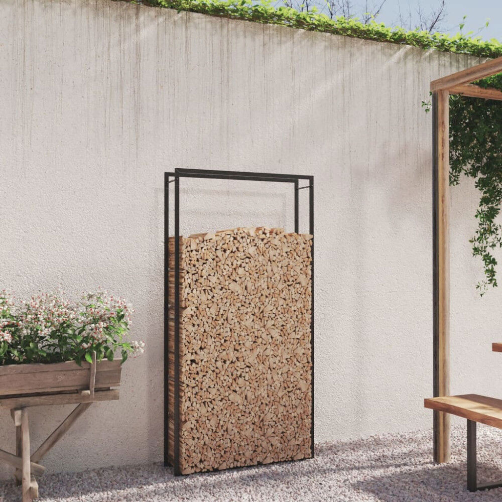vidaXL Vedställ matt svart 110x28x214 cm stål