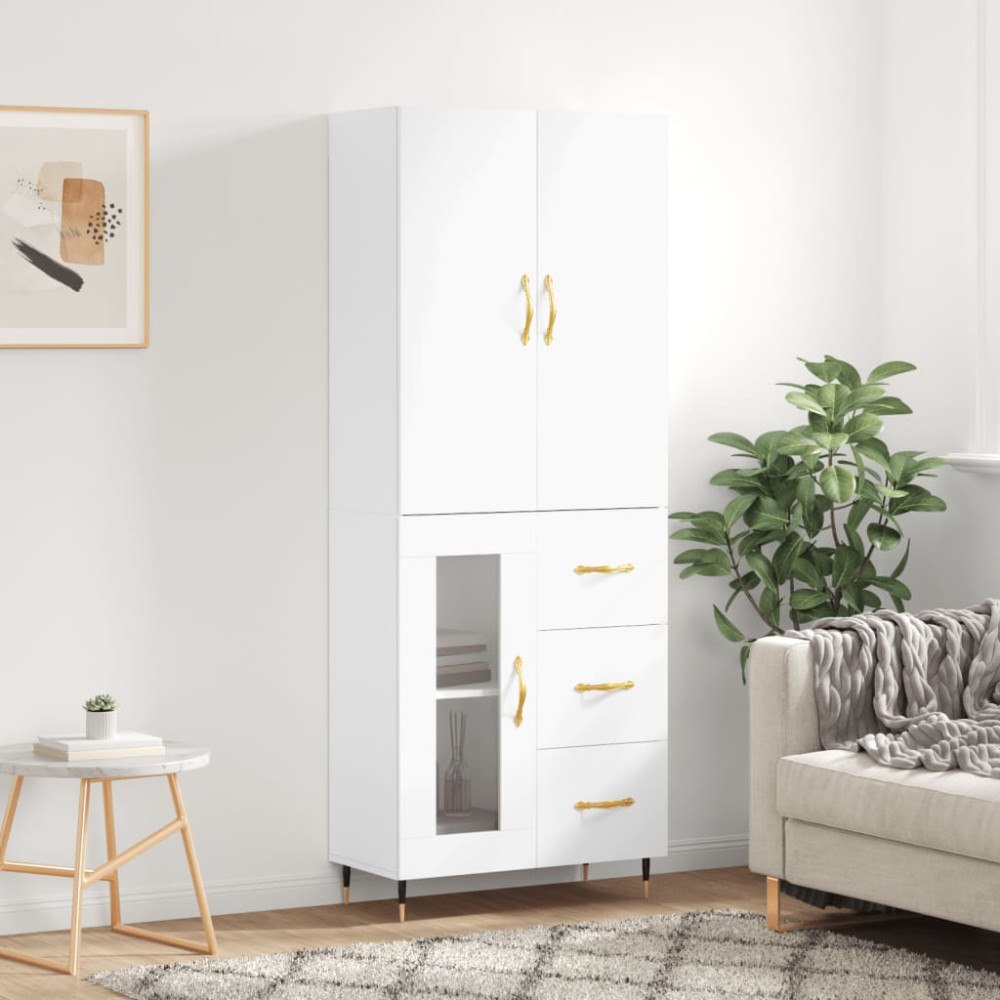 vidaXL Högskåp vit 69,5x34x180 cm konstruerat trä