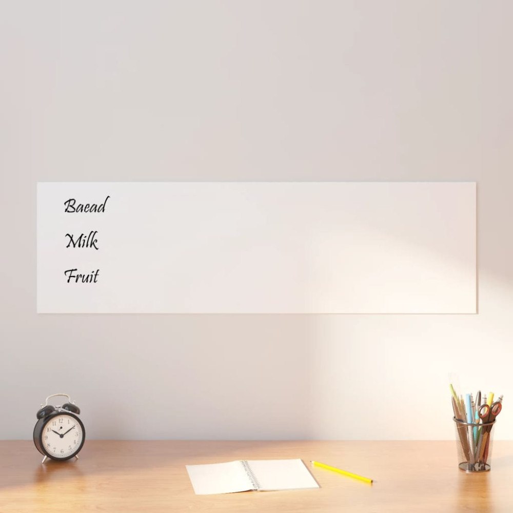 vidaXL Väggmonterad magnettavla vit 100x30 cm härdat glas