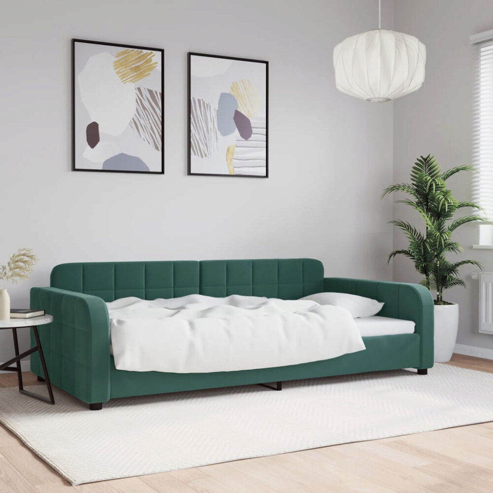 vidaXL Dagbädd mörkgrön 100x200 cm sammet
