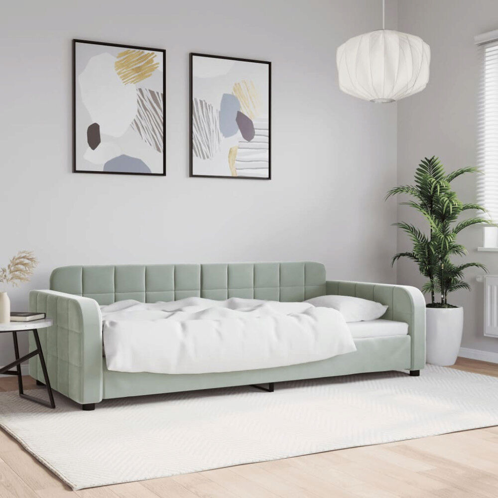 vidaXL Dagbädd ljusgrå 90x200 cm sammet