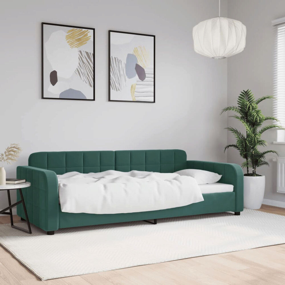 vidaXL Dagbädd mörkgrön 90x200 cm sammet