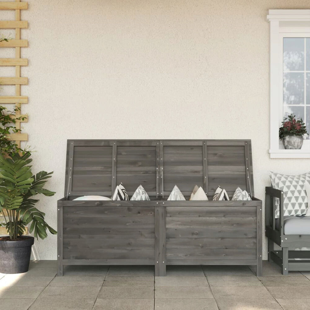 vidaXL Dynbox antracit 150x50x56,5 cm massivt granträ