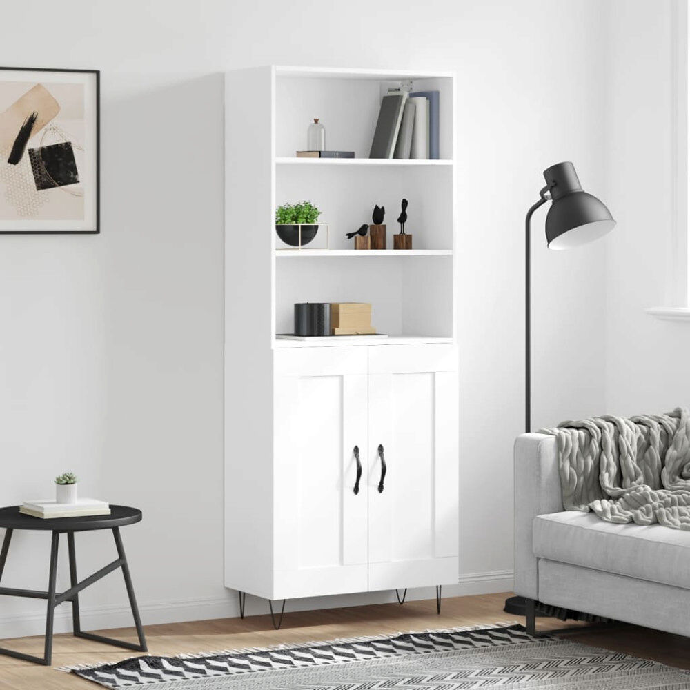 vidaXL Högskåp vit 69,5x34x180 cm konstruerat trä
