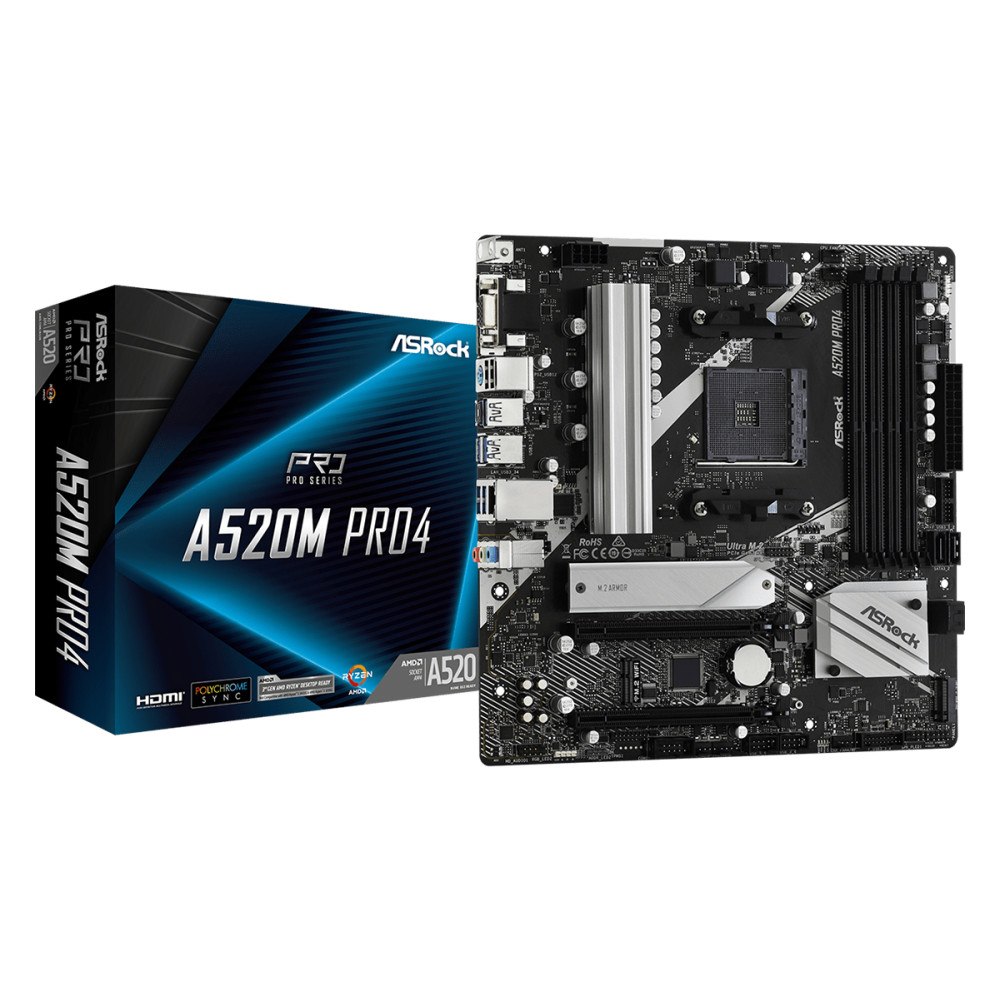 ASRock Asrock A520M Pro4 Uttag AM4 micro ATX